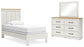 Linnocreek Twin Panel Bed with Mirrored Dresser