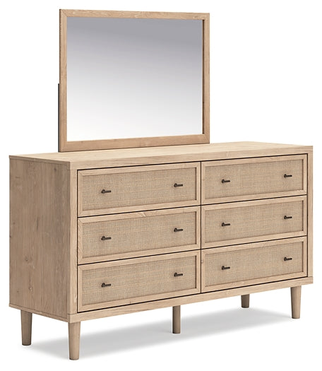 Cielden King Panel Bed with Mirrored Dresser, Chest and Nightstand