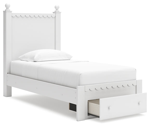 Mollviney Twin Panel Storage Bed with Mirrored Dresser, Chest and Nightstand