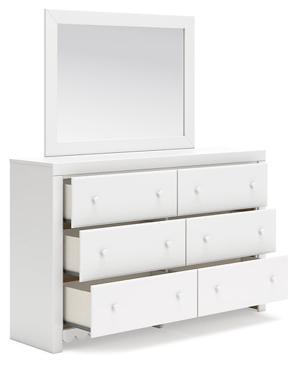 Mollviney Full Panel Storage Bed with Mirrored Dresser and 2 Nightstands