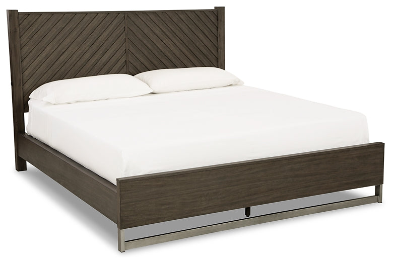 Arkenton California King Panel Bed with Mirrored Dresser and 2 Nightstands
