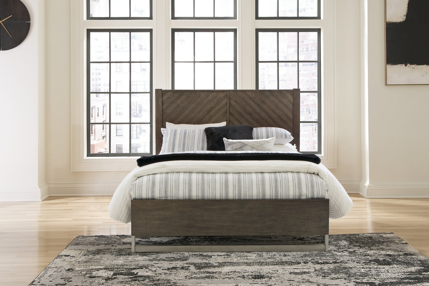 Arkenton Queen Panel Bed with Mirrored Dresser and Chest