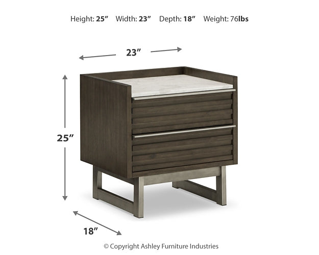 Arkenton California King Panel Bed with Mirrored Dresser, Chest and 2 Nightstands