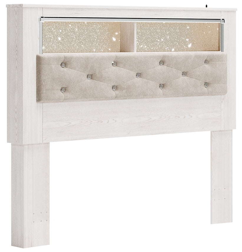 Altyra Queen Bookcase Headboard with Mirrored Dresser, Chest and Nightstand