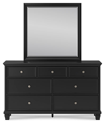 Lanolee Twin Panel Bed with Mirrored Dresser and Nightstand